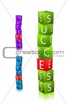word success. stack of cubes with letter