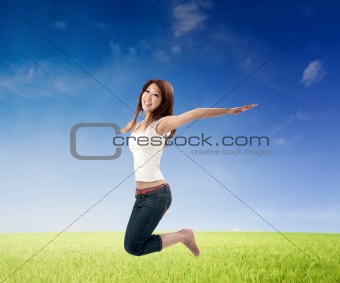 asian girl jumping