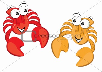 Two funny cartoon crab