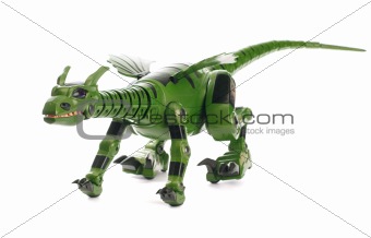 Green mechanical toy dinosaur 