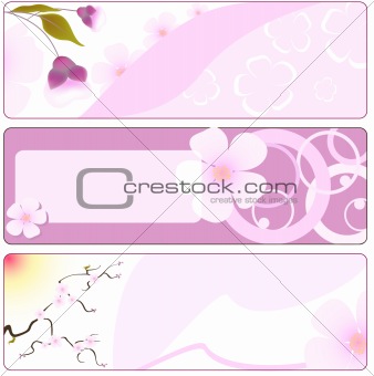 Spring flower banner with sakura. vector illustration