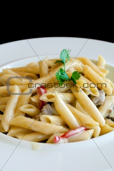 Penne pasta with mushrooms
