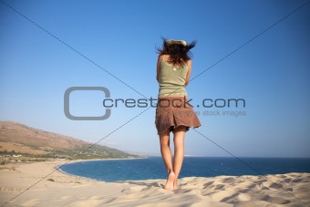 woman over Valdevaqueros beach