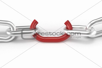 Weak red chain link close up