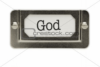 God File Drawer Label Isolated on a White Background.