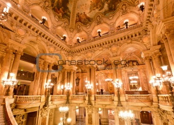 the interior of grand Opera in Paris 
