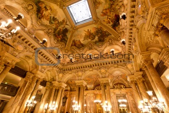 the interior of grand Opera in Paris 
