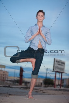 Young Man Doing Yoga