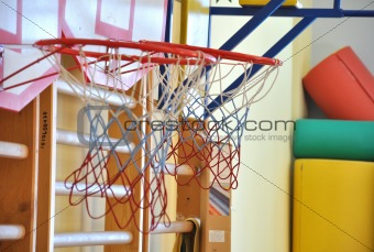 Children's basketball in the gym. Macro 