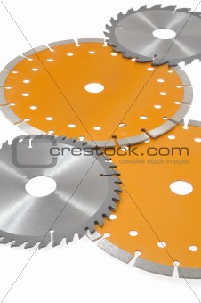Circular saw blades isolated on white
