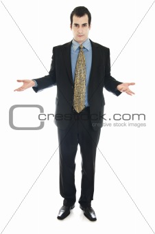 Business man gesturing know nothing