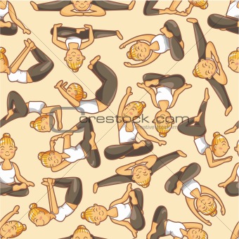 seamless yoga girl pattern