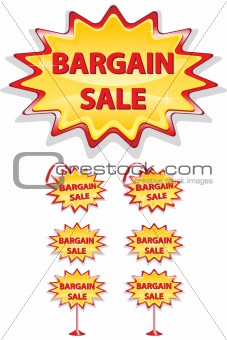 set of red and yellow sale icons isolated on white - bargain sale