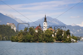 Panorama of Bled Lake in Slovenia