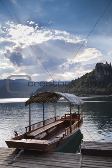 boat in Bled Lake in Slovenia