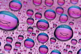 The stamp in water drops