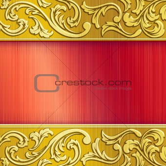 Brass horizontal banner in red