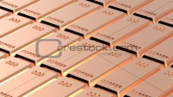 Copper ingots background.