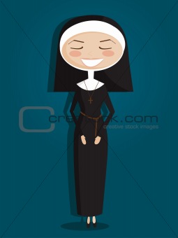 Retro cartoon nun