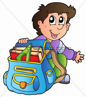 Cartoon boy with school bag