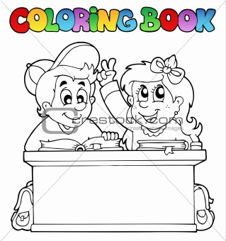 Coloring book with two pupils