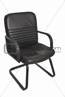 black office chair with wheels on white background