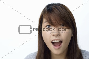 Surprised asian lady