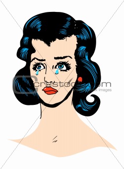 Pop Art illustration of a sad woman 