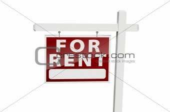 For Rent Real Estate Sign Isolated on a White Background with Clipping Path.