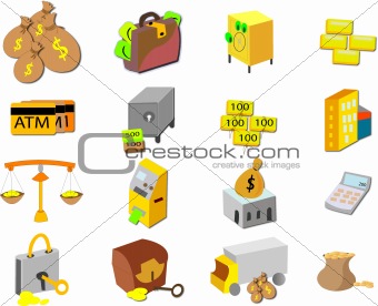 Collage of various finance related icons