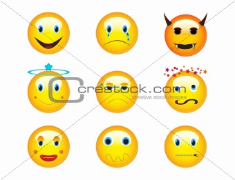 Funky emoticons isolated on white