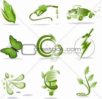 Go Green for Life - Collection of different biological icons