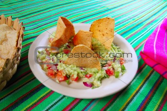 guacamole mexican salad with nachos totopos