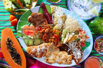 mexican food dish chili sauces papaya tequila