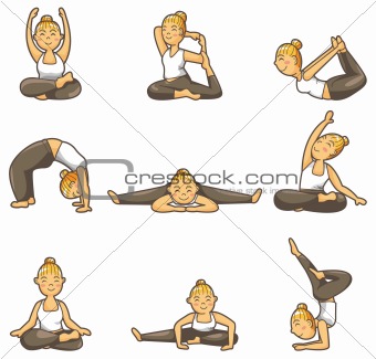 cartoon yoga girl icon