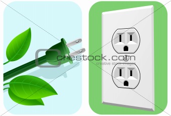 Green energy electrical plug and AC wall socket