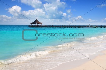 Caribbean sea truquoise beach pier hut