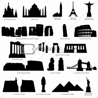 landmarks silhouette set