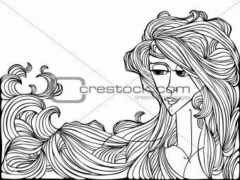 Girl with long hair.