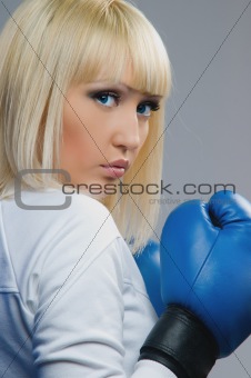 Woman in boxing gloves