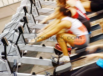 Girls exercising in the gym.