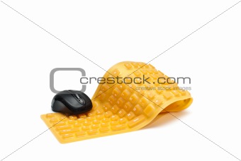 flexible orange keyboard and mouse
