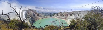 Lake in a crater of volcano Ijen