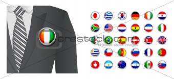 Diplomat with flag badge on white background