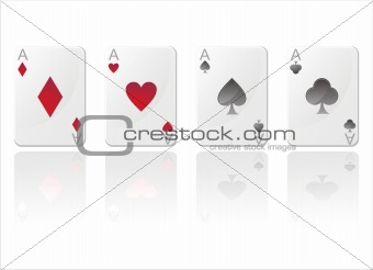 glossy cards with aces