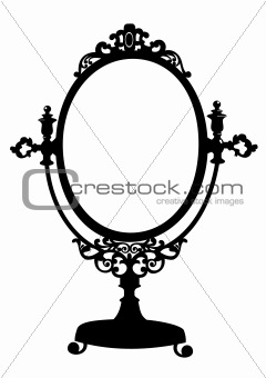 Silhouette of antique makeup mirror