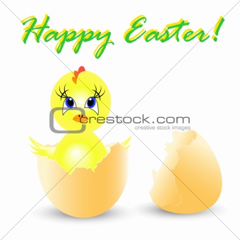 easter holiday illustration with chicken Sits in egg