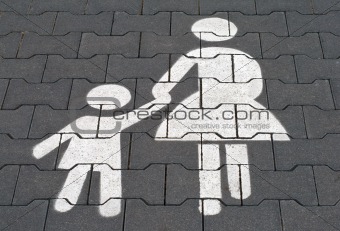 Mother with child parking lot