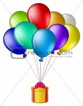 Balloons with a gift box