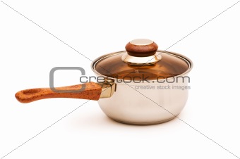 Silver saucepan isolated on the white background